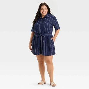NWT Navy Blue Short Sleeve Romper Size XXL